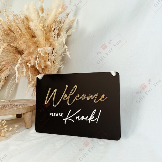 Acrylic Welcome Please Knock Hanging Door Sign
