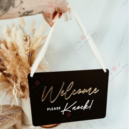 Acrylic Welcome Please Knock Hanging Door Sign