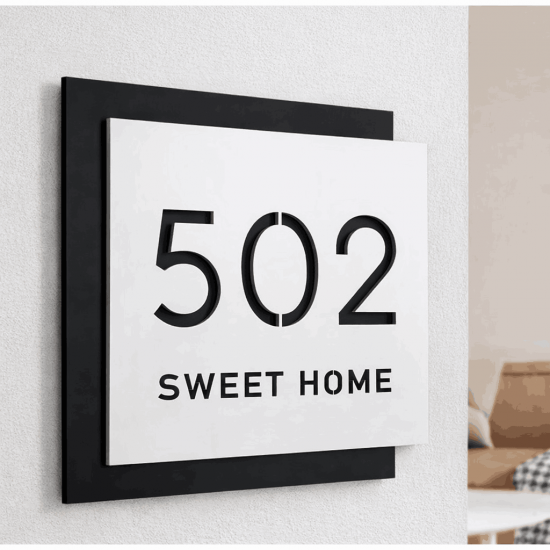 Modern House Number & Name Acrylic Sign Modern House Number & Name Acrylic Sign