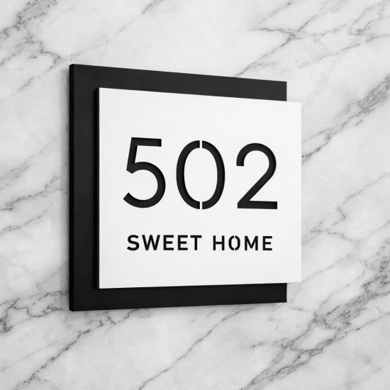 Modern House Number & Name Acrylic Sign Modern House Number & Name Acrylic Sign