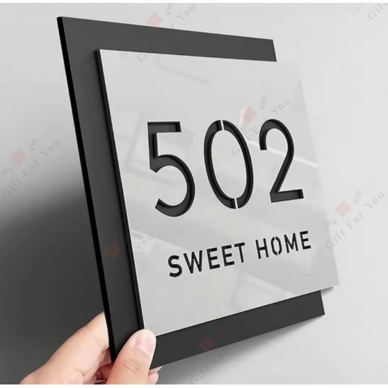 Modern House Number & Name Acrylic Sign Modern House Number & Name Acrylic Sign