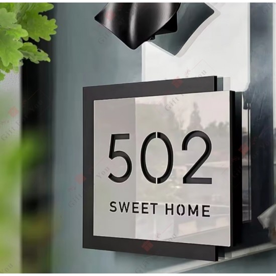 Modern House Number & Name Acrylic Sign Modern House Number & Name Acrylic Sign