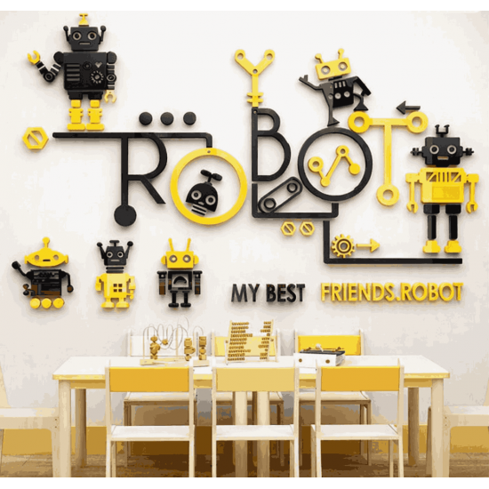 Robot 3D Wall Decor for Kids Room – My Best Friends Robot Wall Art Robot 3D Wall Decor for Kids Room – My Best Friends Robot Wall Art