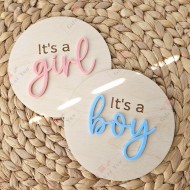 It's a Boy/It's a Girl Wooden Birth Announcement Plaque