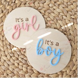 It's a Boy/It's a Girl Wooden Birth Announcement Plaque