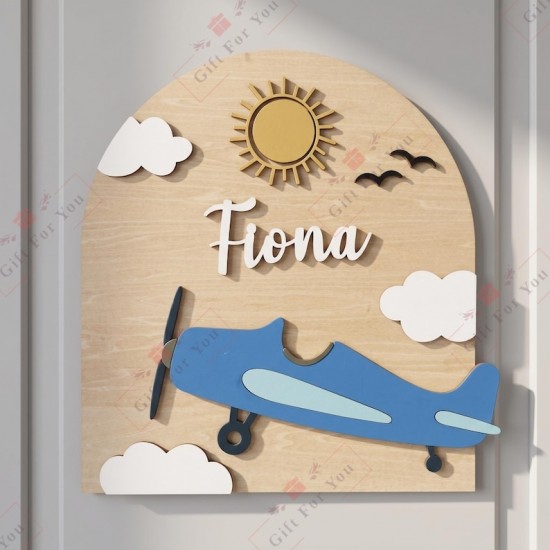 Personalized Airplane Nursery Name Sign