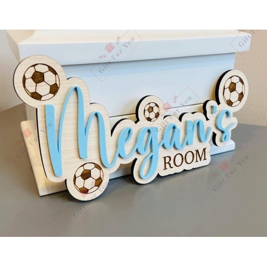 Customized Football Name Sign - Kids Room Decor