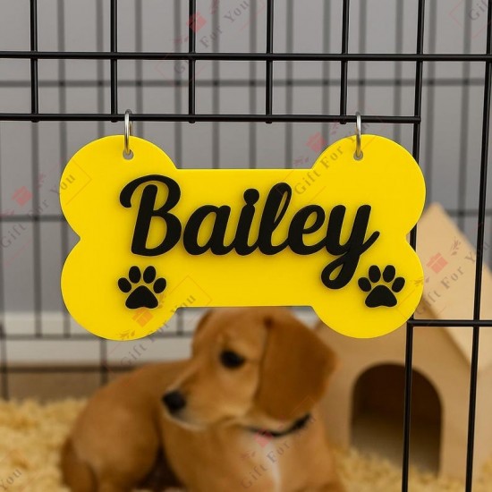 Personalized Dog Bone Name Sign – Acrylic Kennel Decor Personalized Dog Bone Name Sign – Acrylic Kennel Decor