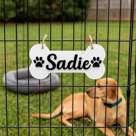 Personalized Dog Bone Name Sign – Acrylic Kennel Decor Personalized Dog Bone Name Sign – Acrylic Kennel Decor