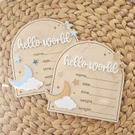 Hello World Baby Birth Announcement Wooden Plaque Hello World Baby Birth Announcement Wooden Plaque