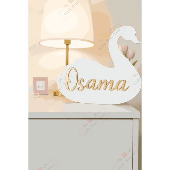 Personalized Swan Shape Name Sign Personalized Swan Shape Name Sign