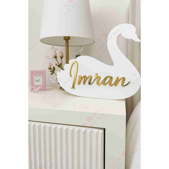 Personalized Swan Shape Name Sign Personalized Swan Shape Name Sign