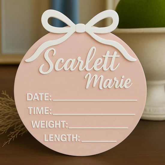 Bow Personalized Baby Birth Announcement Sign Bow Personalized Baby Birth Announcement Sign