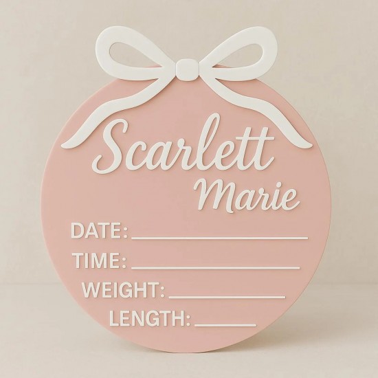 Bow Personalized Baby Birth Announcement Sign Bow Personalized Baby Birth Announcement Sign