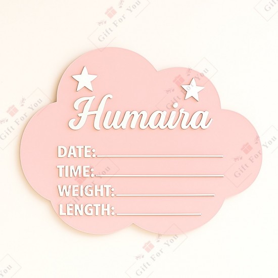 Cloud Personalized Baby Birth Announcement Sign Cloud Personalized Baby Birth Announcement Sign