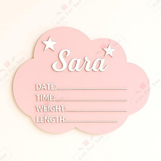 Cloud Personalized Baby Birth Announcement Sign Cloud Personalized Baby Birth Announcement Sign