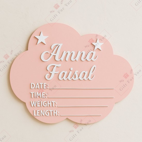Cloud Personalized Baby Birth Announcement Sign Cloud Personalized Baby Birth Announcement Sign