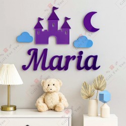 Dream Castle Kids Name Wall Décor – Personalized Acrylic Nursery Sign