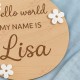 Floral Hello World Newborn Sign