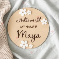 Floral Hello World Newborn Sign Floral Hello World Newborn Sign