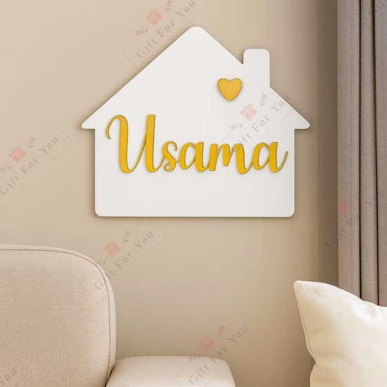 Golden Mirror Acrylic House Name Sign – Custom Home Wall Décor