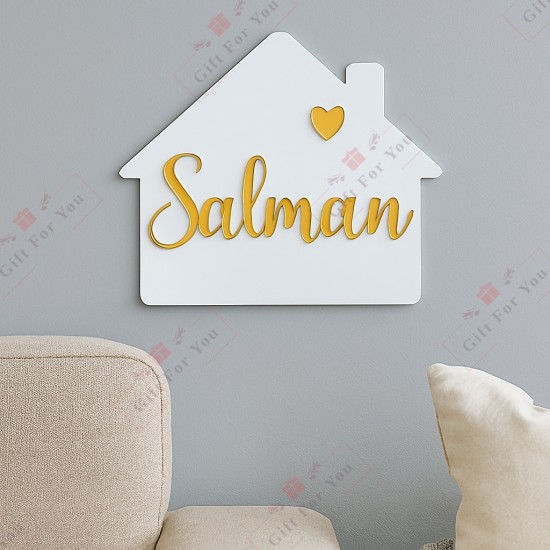 Golden Mirror Acrylic House Name Sign – Custom Home Wall Décor