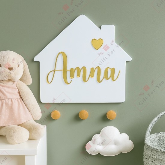 Golden Mirror Acrylic House Name Sign – Custom Home Wall Décor