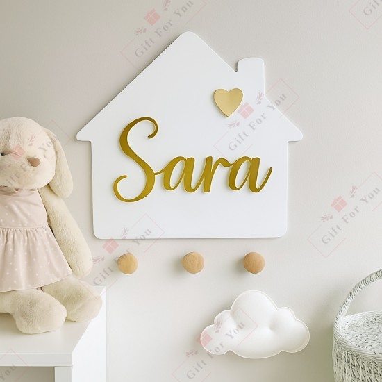 Golden Mirror Acrylic House Name Sign – Custom Home Wall Décor