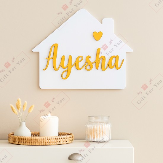 Golden Mirror Acrylic House Name Sign – Custom Home Wall Décor