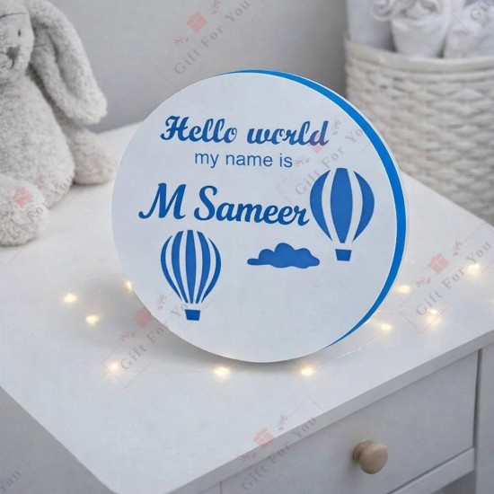 Hello World SkyNest Personalized Baby Name Plaque