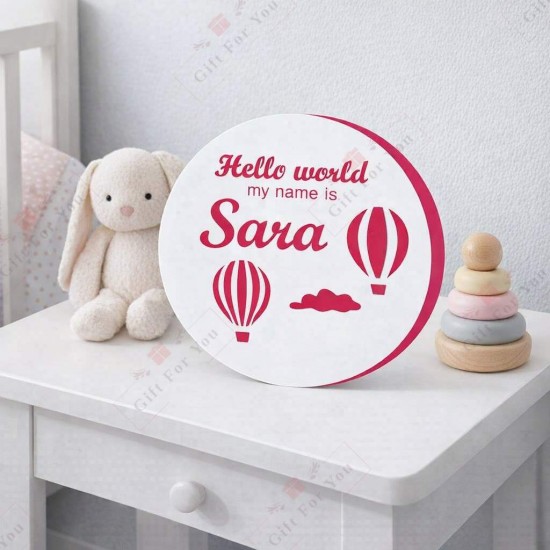 Hello World SkyNest Personalized Baby Name Plaque