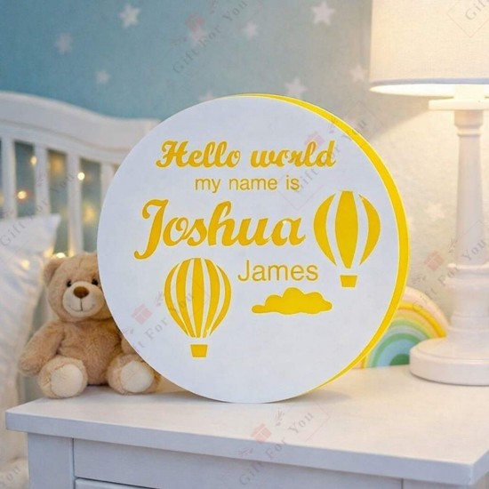 Hello World SkyNest Personalized Baby Name Plaque