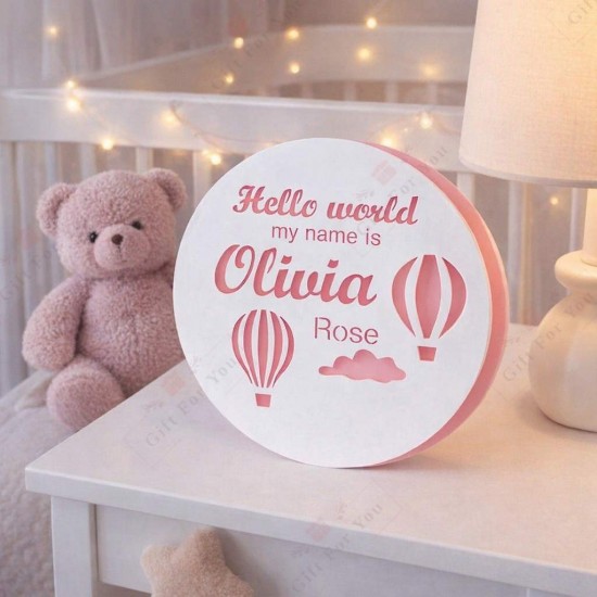 Hello World SkyNest Personalized Baby Name Plaque