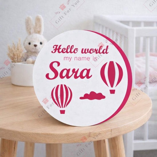 Hello World SkyNest Personalized Baby Name Plaque