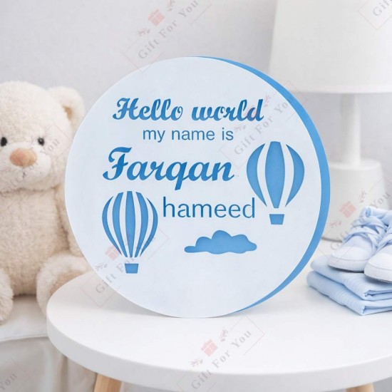 Hello World SkyNest Personalized Baby Name Plaque