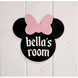 MiniCharm Mickey Bow Personalized Kids Room Door Sign