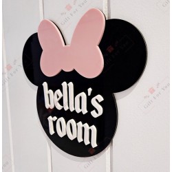 MiniCharm Mickey Bow Personalized Kids Room Door Sign