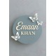 Personalized Acrylic Butterfly Name Plate – Round Design