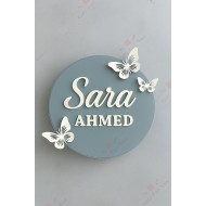 Personalized Acrylic Butterfly Name Plate – Round Design Personalized Acrylic Butterfly Name Plate – Round Design