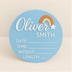 Personalized Baby Birth Announcement Sign – Rainbow Welcome Design Personalized Baby Birth Announcement Sign – Rainbow Welcome Design