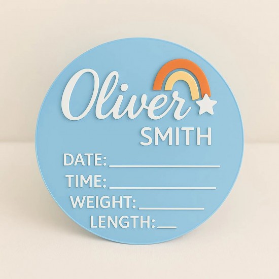 Personalized Baby Birth Announcement Sign – Rainbow Welcome Design Personalized Baby Birth Announcement Sign – Rainbow Welcome Design