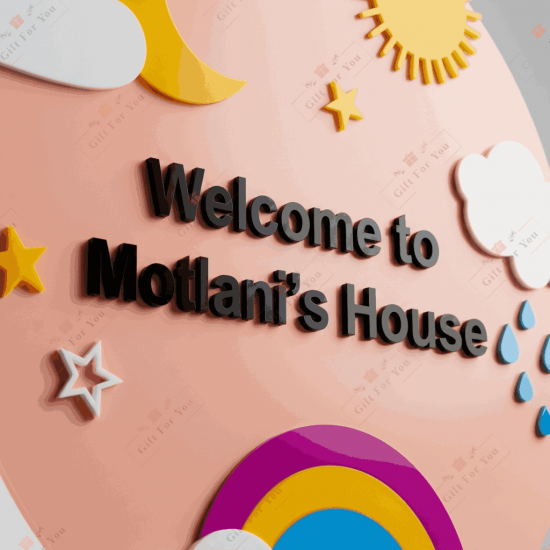 Personalized Rainbow Welcome House Sign – Custom Family Name Plaque Personalized Rainbow Welcome House Sign – Custom Family Name Plaque