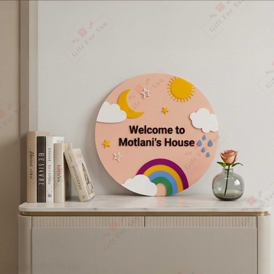 Personalized Rainbow Welcome House Sign – Custom Family Name Plaque Personalized Rainbow Welcome House Sign – Custom Family Name Plaque
