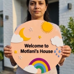 Personalized Rainbow Welcome House Sign – Custom Family Name Plaque