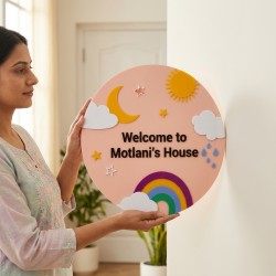 Personalized Rainbow Welcome House Sign – Custom Family Name Plaque