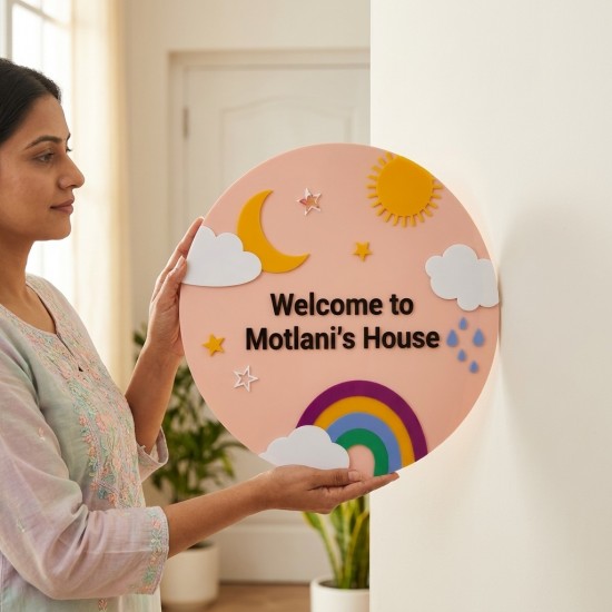 Personalized Rainbow Welcome House Sign – Custom Family Name Plaque Personalized Rainbow Welcome House Sign – Custom Family Name Plaque