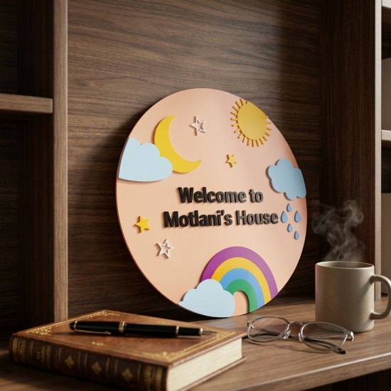Personalized Rainbow Welcome House Sign – Custom Family Name Plaque Personalized Rainbow Welcome House Sign – Custom Family Name Plaque