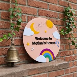 Personalized Rainbow Welcome House Sign – Custom Family Name Plaque