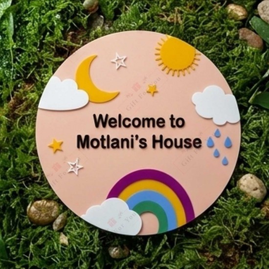 Personalized Rainbow Welcome House Sign – Custom Family Name Plaque Personalized Rainbow Welcome House Sign – Custom Family Name Plaque