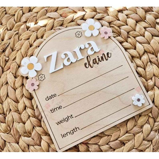 BloomNest Personalized Birth Announcement Plaque